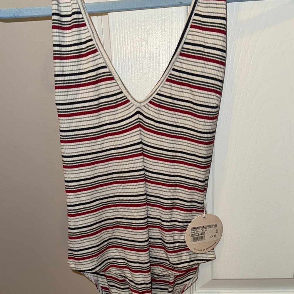 Striped Ribbed Bodysuit